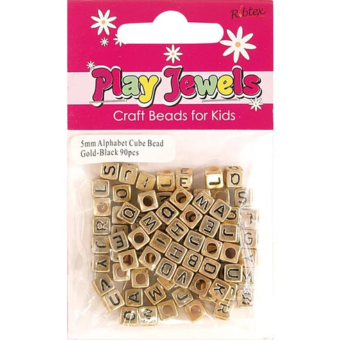5mm Cube Alphabet Beads (available in 3 colours)